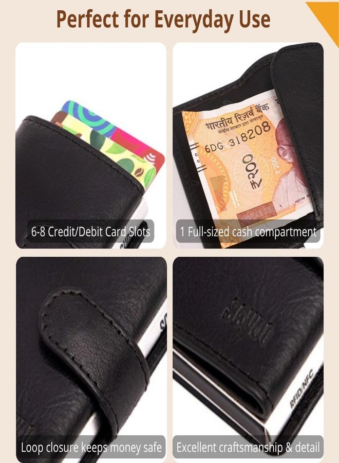 Scudo Genuine Leather RFID Protected Slim Card Holder Wallet for Men & Women (Tuscany) (Black) - Image 4